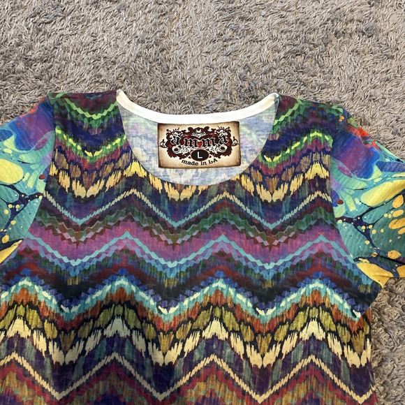 Amma Design Art To Wear LA Womens Artsy Long Sleeve Tunic Top Dress Size Large - Picture 2 of 4